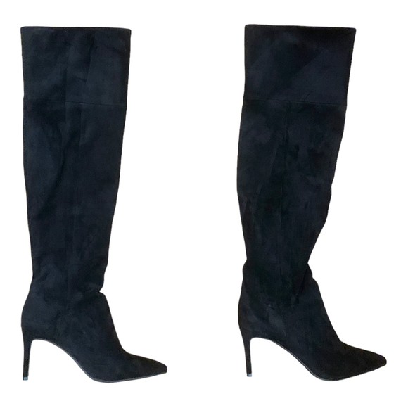 Jeffrey Campbell Women Pointed Toe High Heel Knee Boots in Black Suede Size 10 - Picture 1 of 8